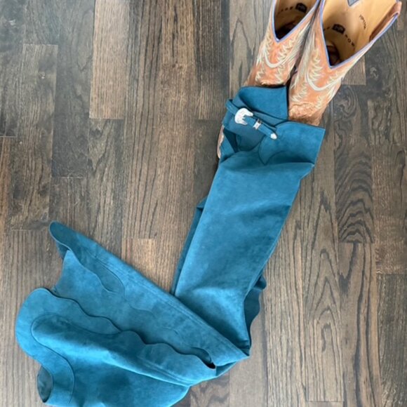 Show Season teal western chaps in EUC - Picture 2 of 6